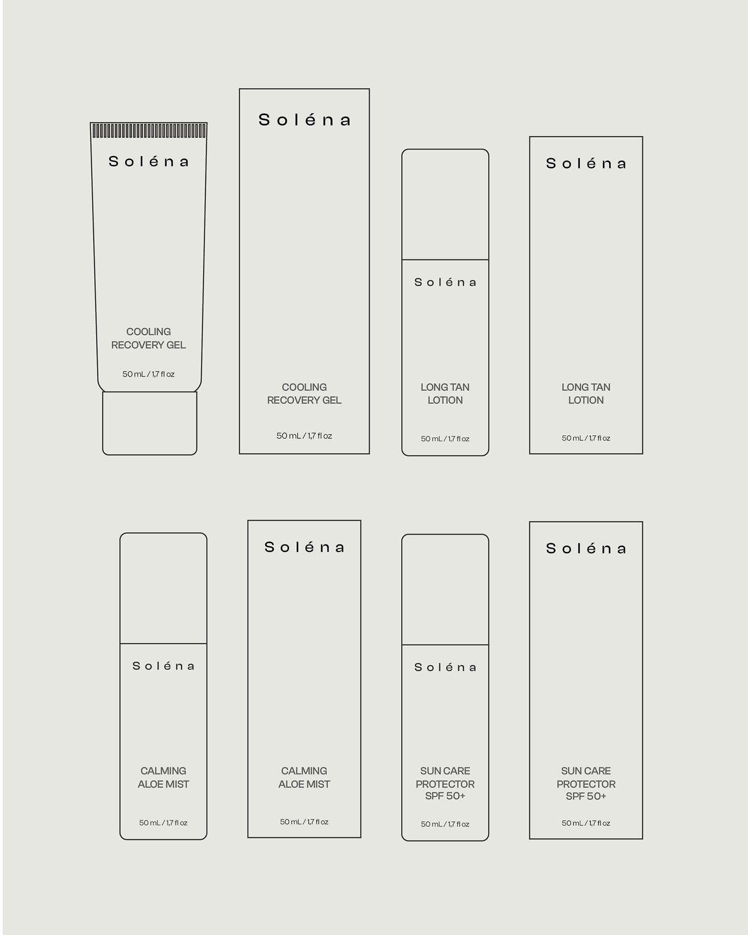 Solėna sun care packaging