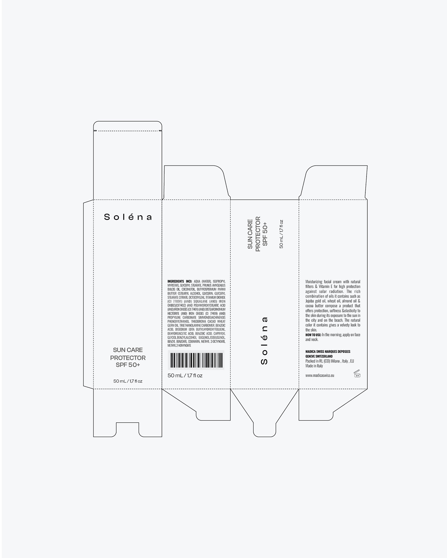 Solėna sun care packaging